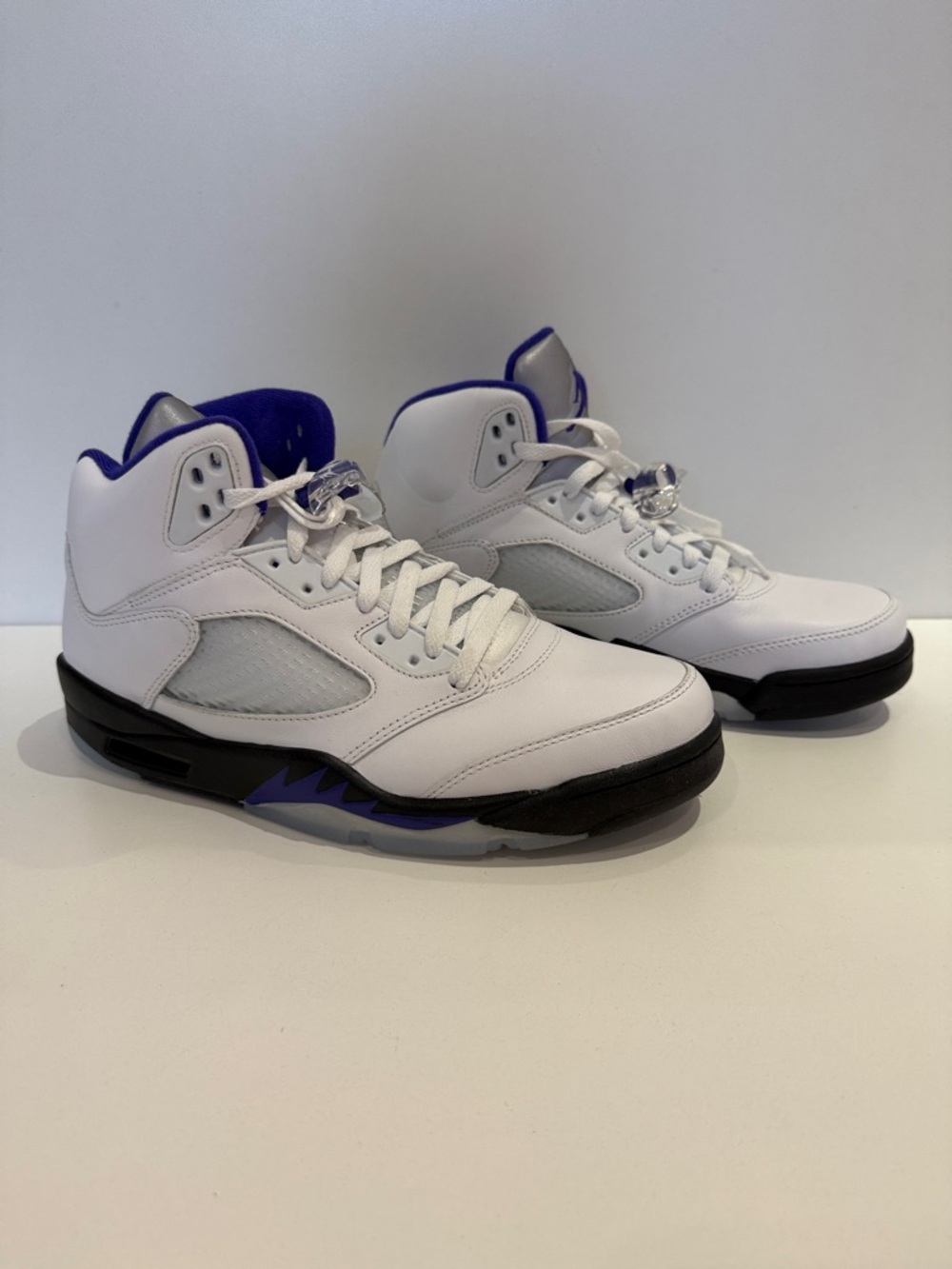 Nike White and Purple High-Top Basketball Sneakers